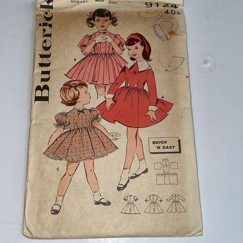 Vtg 50s/60s Butterick girls quick & easy dress sewing pattern